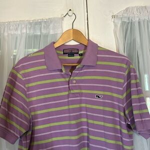 Vineyard Vines Pima Cotton Stripe Polo Shirt Men’s Medium Purple/Green